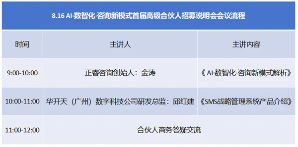 AI·數(shù)智化·咨詢新模式首屆高級合伙人招募說明會震撼來襲！